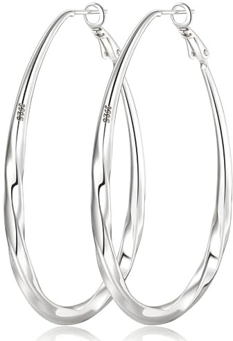PABBEU Creolen Silber 925, Ovale Creolen Silber Hypoallergene Leichte Groß Ohrringe Damen
