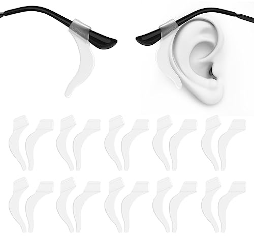 WLLHYF 10 Pairs Silicone Glasses Ear Cushion Grip Keep Glasses from Slipping Soft Comfortable Eyeglass Ear Hook Sleeve Clear Anti Slip Ear Grippers for Sunglasses Reading Glasses(White)