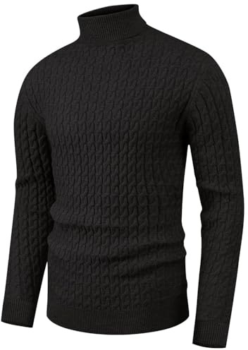 Sailwind Herrtröjor Ulltröja Herr Sköldpadda Hals Tröjor Vridna Stickade Toppar Smal Passform Stickade Basic Enfärgad Pullover, Aa-mörkgrå, XL