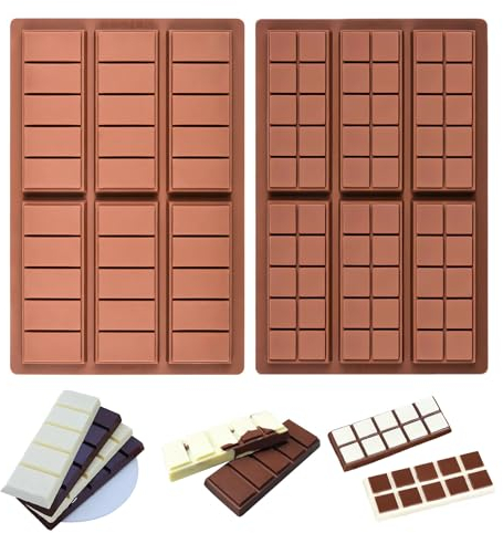 Schokoladenform Silikon tief, Silikonform Schokolade für Antihaftbeschichtung,silikonform schokoladentafel mit 6 Tafeln selber machen set,Dubai schokolade form (2er-Set)