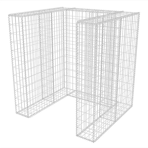 Abri Poubelle Extérieur, Cadre à Gabion pour Poubelle Conteneur pour Cache-Poubelle Panier de Gabion Simple Acier 110 x 100 x 120 cm