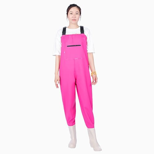 Wansiman Pescatore Pesca Torace Waders con Stivali,Trampolieri,Scafandro,Pantaloni da Pesca con Bretelle,Traspirante,Unisex,Impermeabile,Uomo e Donna,per Caccia,Fango,Sport all'Aria Aperta