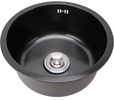 15x7 Tum Svart Undermonterad Diskbänk i Rostfritt Stål, Modern En Skål för Köksbar Diameter 15,7 Tum