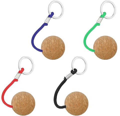 4 llaveros flotantes ligeros de 35 mm, corcho, bola de madera, anillo flotante, para deportes acuáticos, bolas de corcho para barcos, kayak, canoa, vela
