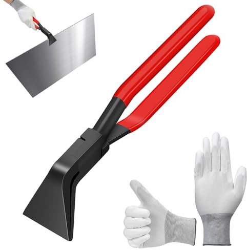 POFIBO Alicates plegables, 45°, 6 cm de ancho, con mango antideslizante y guantes, para doblar y alisar chapas, herramientas de techado para bricolaje