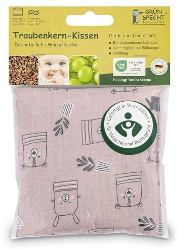 GRÜNSPECHT Traubenkern-Kissen 12x12cm, Wärmekissen für Babys & Kleinkinder, bei Blähungen & Bauchschmerzen