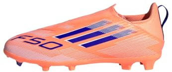 adidas Kids' Chaussure sans Lacets F50 League Multi-Surfaces Enfants, Beam Orange/Lucid Blue/Cloud White, 28