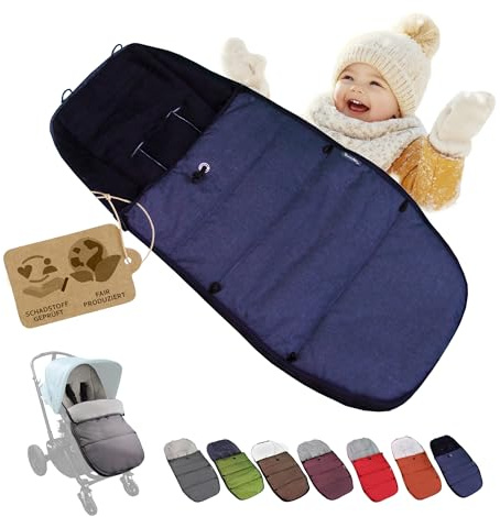 Fotsäck [vinteråkpåse] babyåkpåse kompatibel med Bugaboo barnvagnsmodeller termofleece, justerbar sittdyna (blå)