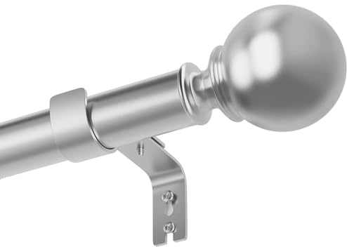 Inomhus gardinstång med lock och hållare för gardinstång för sovrum vardagsrum barnrum silver 84–290 cm
