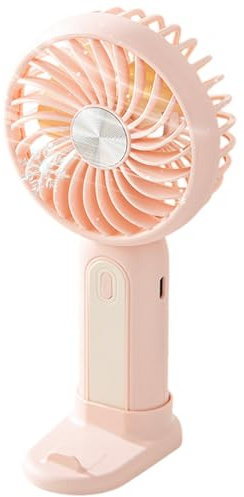 CutitiUU Mini Handheld Fan,USB Rechargeable 3 Speed Personal Small Desk Fan with Base,Rechargeable Portable Fan,Personal Exquisite Pocket Powerful Cooling Travel Desk Fans,800mAh Battery (Pink)