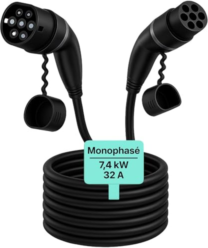 LDY Type 2 Câble de Charge 7,4KW 10M 32A Voiture Électrique Monophasé Câble Type 2 à Type 2 EV/PHEV Câble