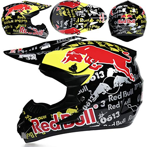 Casco Moto Juvenil Casco Motocross Niños Adultos Cascos Cruzados Hombres ATV MX Enduro Cascos Integral MTB De Descenso Certificado Dot/ECE con Gafas Máscara Guantes,Black/D-M