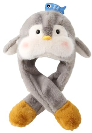Milageto Gorro de Animal con Orejas móviles, Gorro cálido con Orejas Que se mueven, Ideal para Festivales, para Mujeres y niñas, Gris