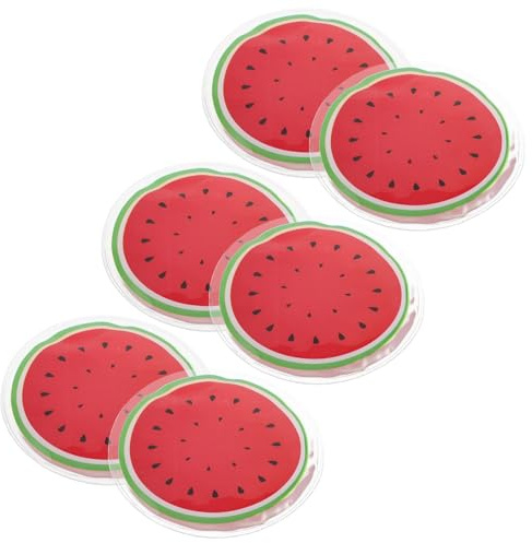 JOINPAYA Lot de 6 Poches de Glace Réutilisables Yeux, Patchs Rafraîchissants Rondeurs Visage, Compresses Froides Adhésives en Gel Fruité Pastèque, Fatigue Oculaire et Poches Yeux
