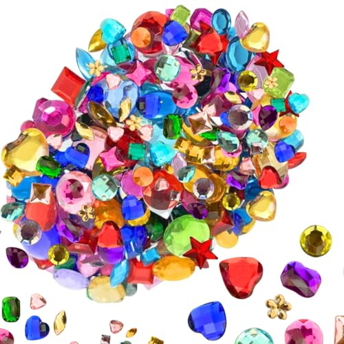 Kids B Crafty Craft Gems for Kids, 100g Coloured Acrylic Jewels, Flat Back