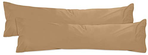 npluseins 2er Pack Baumwoll Kissenbezug - Jersey - viele Farben 1331.1812, ca. 40 x 145 cm, Sand