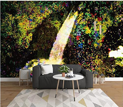 Wesmilewallpaper Papier Peint Panoramique 3D Peinture À L'Huile D'Art De Paysage Naturel De Cascade De Forêt De Couleur Papiers Peints Intissé Tapisserie Murales Poster 430x300cm