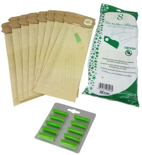 GE.RA 8 SACCHI SACCHETTI di per Aspirapolvere + 10 PROFUMI PER FOLLETTO VORWERK VK 120 121 122 COMPATIBILI