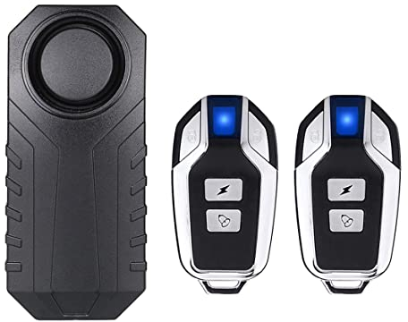 Mengshen Anti Diebstahl Motorrad Fahrrad Alarm, Fahrrad Sicherheitsalarm, Vibration Bewegungssensor, Wasserdicht, 110 dB (2 Fernbedienungen Enthalten)