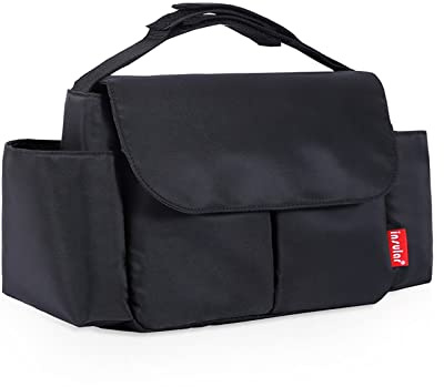 SONARIN Waterproof Pram Buggy Bag Organiser,Multifunctional Large Baby Stroller Organizer Bag Pushchair Storage Bag Mommy Bag with Cup Holders,Universal Fit All Buggy Models(Black)
