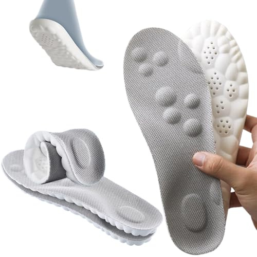 Plantillas Memory Foam para Zapatos de Hombre y Mujer, Comodidad Plantilla de Zapato Absorción de Impacto Amortiguación Suave Suelas Internas para Zapatillas, Botas (39-40, Gris)