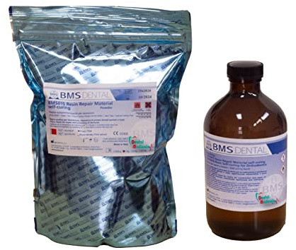Resina per riparazione protesi a freddo Bms Colore Rosa per odontotecnico - polvere 1kg+liquido 500ml