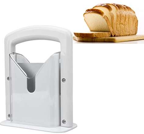 Coupe-bagel pour Petits et Grands Bigels, Trancheuse à Pain Blanche, Trancheuse à Guillotine en Plastique, Trancheuse à Pain Manuelle avec Bouclier de Sécurité Poignée Facile à Saisir pour Trancher le
