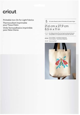 Cricut Heat Transfer Paper for Light T-Shirts (5 Sheets, 8.5x11)
