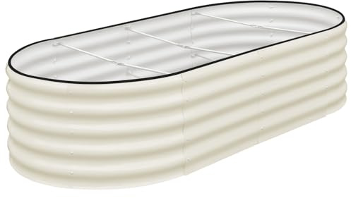 SnugNiture Galvanized Raised Garden Bed, 6x3x1.5ft Oval Metal Planter Box for Planting Outdoor Plants Vegetables