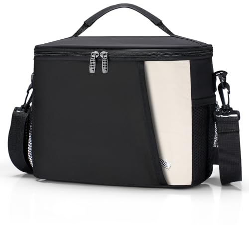 Yurblax Lunchtasche 8.6L, Isolierte & Auslaufsichere Kühltasche, Thermotasche Lunchbag mit Verstellbarem Schulterriemen, für Arbeit, Schule, Picknick, Schwarz