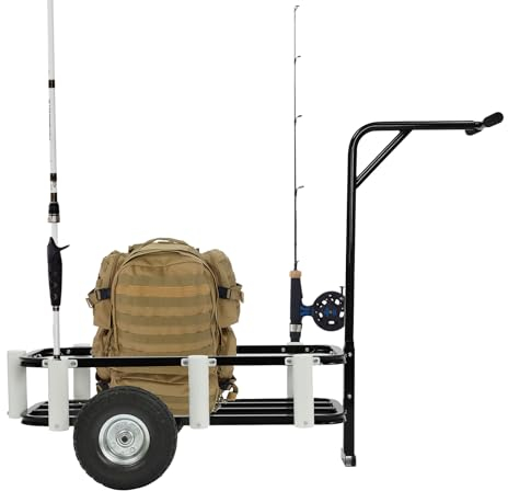 Donened Angelwagen Outdoor, Transportwagen für Angeln Rollwagen bis 90kg Camping Gartenwagen Handwagen mit Vorderes Bein