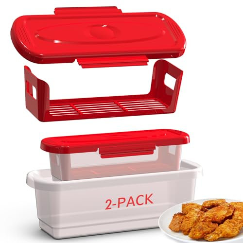 Batter Bowl with Lid, 2-Pack Fish Batter Shaker, Better Breader Shaker Bowl with Breading Shaker Tray, Batter Bowl with Lids Shaker for Frying Chicken Wings Fish Onion Rings Veggies