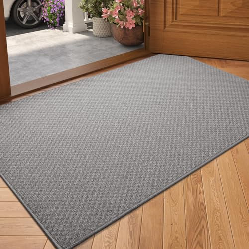 COLOR&GEOMETRY Fussmatte Innen 44 x 76 cm, Schmutzfangmatte Innen Fussmatten Haustür Waschbar Schnelltrocknend, Fußmatte Dünn Türmatte Fußabtreter Eingangsteppich rutschfest, Grau