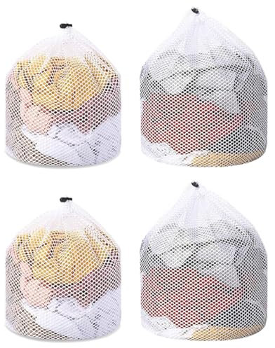 FMYODWU 4 Pièces filet pour linge, Sac de lavage en maille sac et lavage, portable avec cordon de serrage