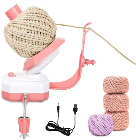Domigard Yarn Winder, Electric Wool Winder for Crocheting, Automatic Yarn Ball Winder Yarn Spinner Roller, Ideal Helper for Knitting Lovers,Simple Installation(Pink)