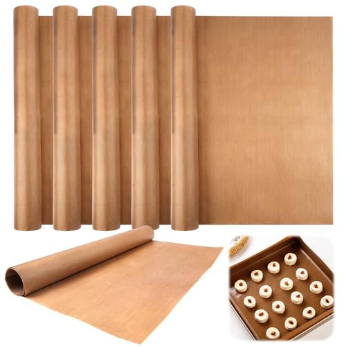 6 Pezzi Carta Forno Riutilizzabile 40 x 60cm Carta Da Forno Riutilizzabile,Carta Antiaderente per Pane, Biscotti, Barbecue, Resistente Al Calore e Antiaderente