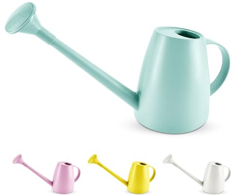 Keplin - 1.8L Plastic Watering Can with Plastic Sprinkler Rose - Durable Garden Watering Jug for Plants & Flowers - Easy Pour Outdoor & Indoor Watering Can (Lightblue)