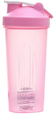 Quystetes Shaker Cup Sports - Vaso agitador portátil conveniente de 600 ml, botella agitadora de plástico para adultos, fácil de instalar, fácil de usar, rosa