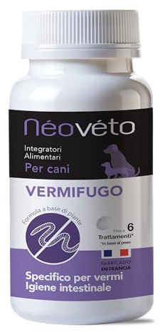 NEOVETO - Vermipurge - Vermifuge pour Chien en comprimés naturels - Actifs agréés par Les Services Vétérinaires Français - Fabriqué en France - Facile à administrer - 15 comprimés (Version Italienne)