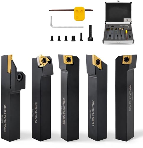 10-teiliges Hartmetall-Drehmeißel-Set, 16mm Schaft, 5 Wendeschneidplatten + 5 Halter für Metall-Drehen – in Aluminium-Koffer