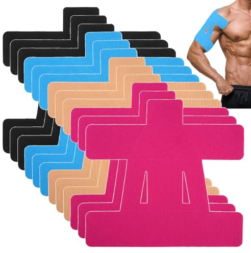 12 Piezas Kinesiología para Hombros, Cinta Kinesiológica Precortada para Hombro, Impermeables Muscular Precortada, Cintas Kinesiología Esparadrapo Deportivo, para Entrenamiento, Apoyar La Musculatura