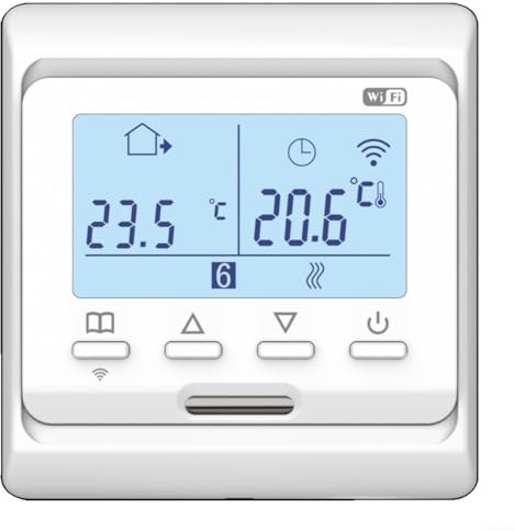 Termostato programable de calefacción por suelo radiante, termostato LCD digital para calefacción por suelo radiante y de agua, eficiencia energética <2W, carcasa protectora IP20 (Electric16A)