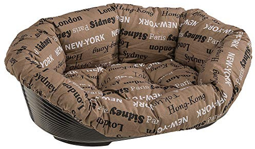 Ferplast Hundsäng, hundsoffa, kattsäng, hundmatta, SOFA, 12 plastkorg med tvättbar vadderad hundkudde, 114 x 83 x H 37 cm.