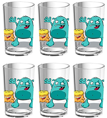 Emsa 6er Set Kids Kinderglas Kinderbecher TrinkbecherTürkis/Monstert, 0,2 L