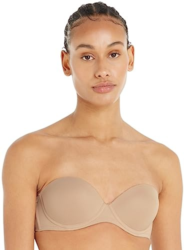 Calvin Klein Sujetador sin tirantes Mujer Strapless PushUp Tejido elástico, Beige (Sand Dune), 70D