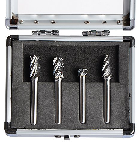 SpeTool Carbide Rotary Burr For Aluminum (Non-Ferrous) Poring And Polishing Bits (Non-Ferrous) 1/4 inch shank 4Pcs/Pack