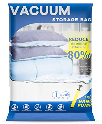 UOUNE Vacuum Storage Bags, 6 Jumbo (100 x 80cm) Reusable Space Saver Bags Vacuum Compression Zipper Storage Bags with Airtight Valve and Hand Pump,Work with Vacuum Cleaner