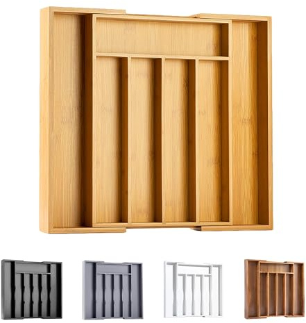Bellsal Silverware Organizer Kitchen Drawer Organizer Expandable Bamboo Utensil Holder Cutlery Tray for Kitchen Utensil and Flatware Bedroom Office