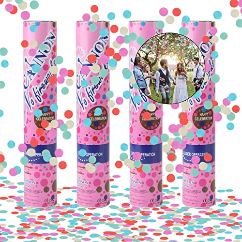 Coriandoli Cannoni, Hillylolly 4 Pezzi Tubi Coriandoli Carta, Coriandoli Cannone Matrimonio 28 cm, Sparacoriandoli Per Laurea, Tubo Spara Coriandoli Compleanno (Rotondo)