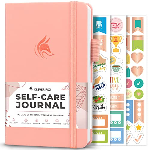 Clever Fox Self-Care Journal – Daily Reflection Notebook – Mental Health & Personal Development Planner, Meditation & Mood Log, Pocket (Light Pink)
